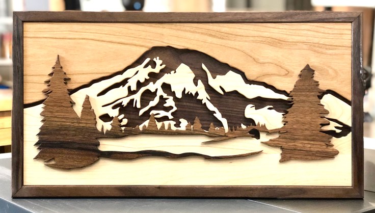 Mount Rainier Woodcut